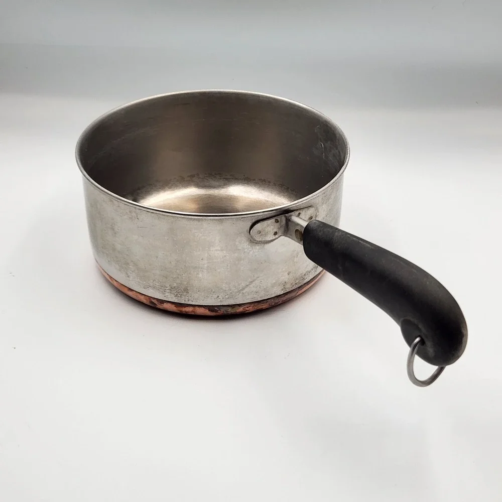 Vintage Revere Ware Sauce Pan 2 Qt Stainless Steel Copper Bottom Clinton IL USA